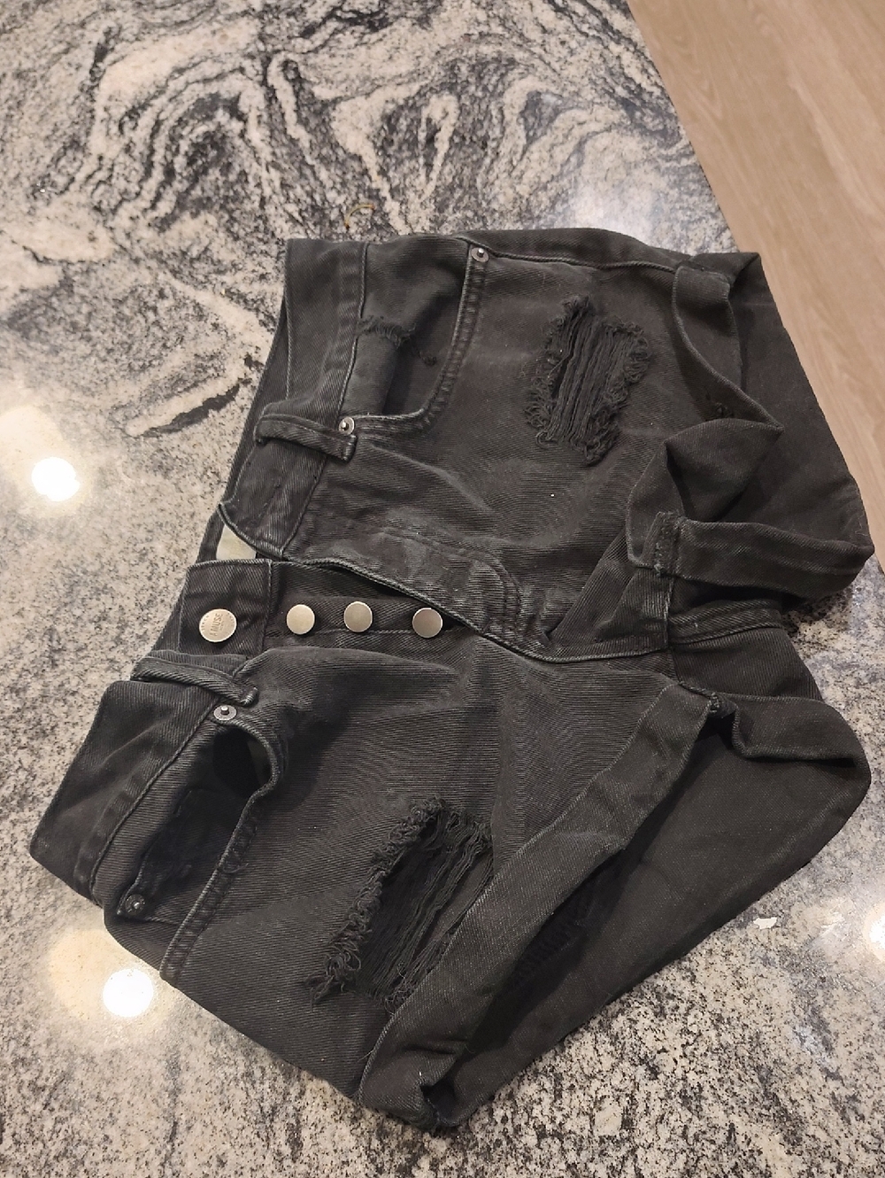 Black Distressed Women's Denim Shorts